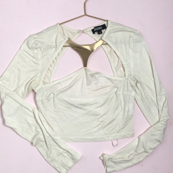 Crop Top with Gold Accent Piece - Picture 3 of 4